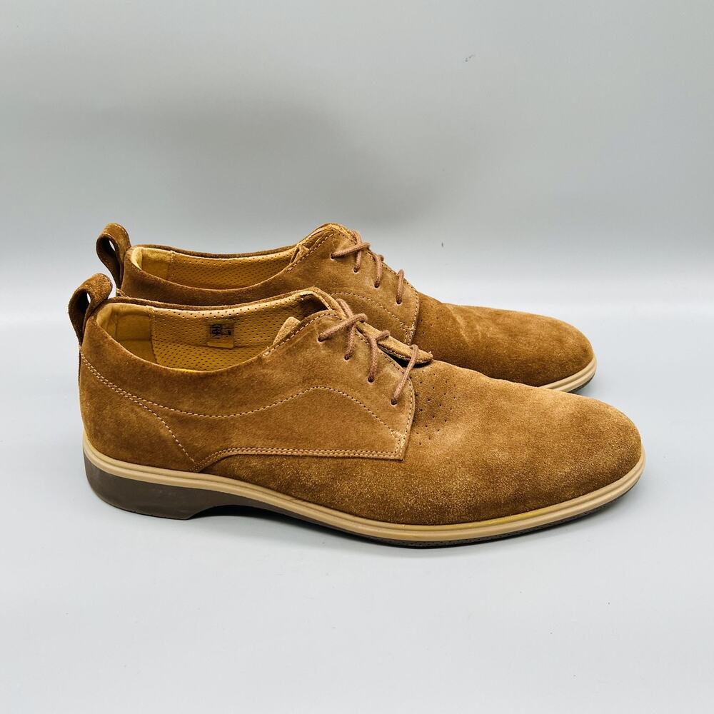 Amberjack Shoes Mens 10 Brown Suede Lace Up Casual Sneakers Comfort Walking